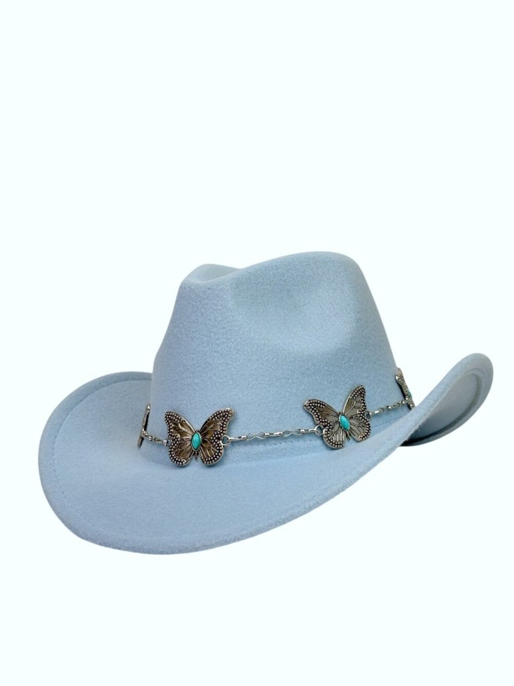 Sky Blue Western Cowboy Hat Butterfly Hat Band Cowgirl Ranch Rodeo Festival